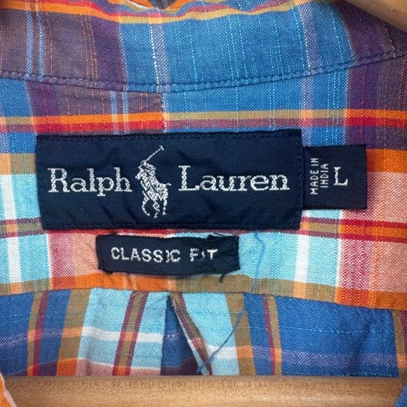 Ralph Lauren Classic Fit Short Sleeve Plaid Button Down Shirt Men L 10% Cotton - Picture 4 of 8